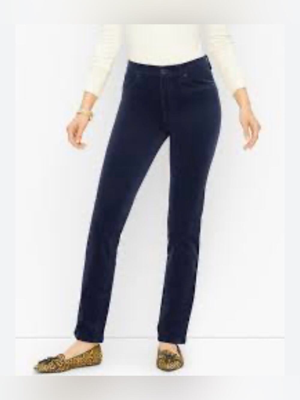 UEC Talbots Navy Blue Corduroy Jegging Curvy Ankle-Length Slim Straight Pants 4P